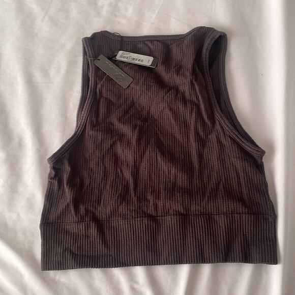 Skims Stretch Rib High Neck Bra Sz Small NWT Soot - Picture 2 of 3